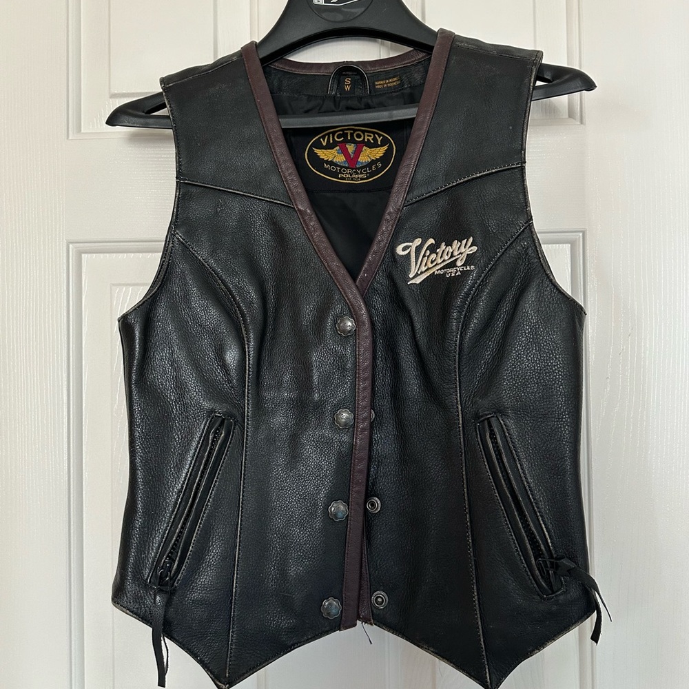 Old school Brown/ black leather vest